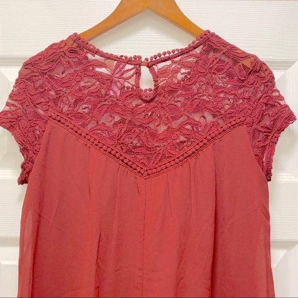 Alya Red A-line Dress with Lace Bodice - Picture 6 of 6